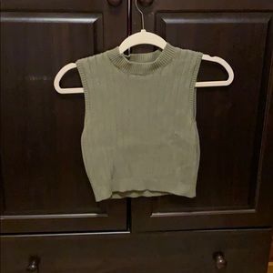 Olive Green Sleeveless Turtleneck